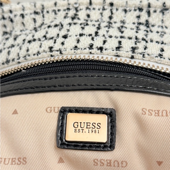 Guess Tweed Tote with Gold Chain and Black Accents - Picture 5 of 8